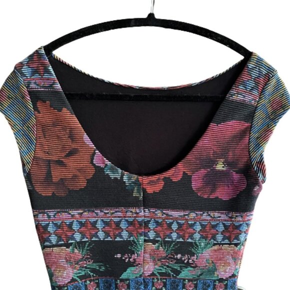 Desigual MONROE bodycon shift floral print colorful textured striped dress - Picture 6 of 16